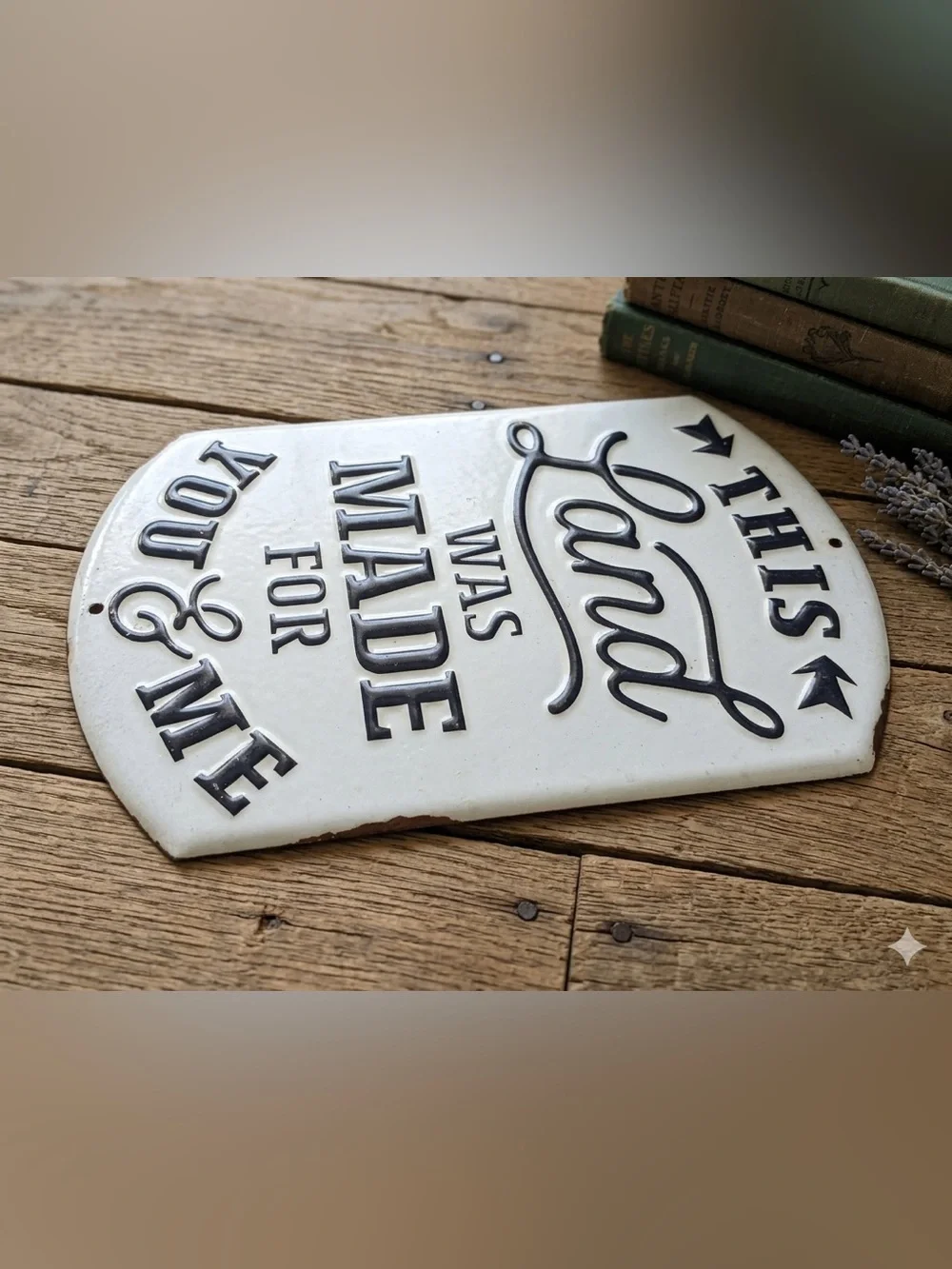 This Land Was Made For You & Me Rustic Decorative Wall Plaque - White and black